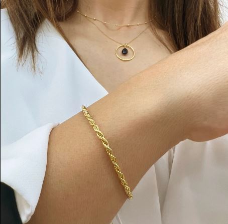 10k Real Solid Yellow Gold 3MM Diamond Cut  Rope Bracelet