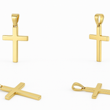 10K Italian Yellow Gold Flat Cross Pendant