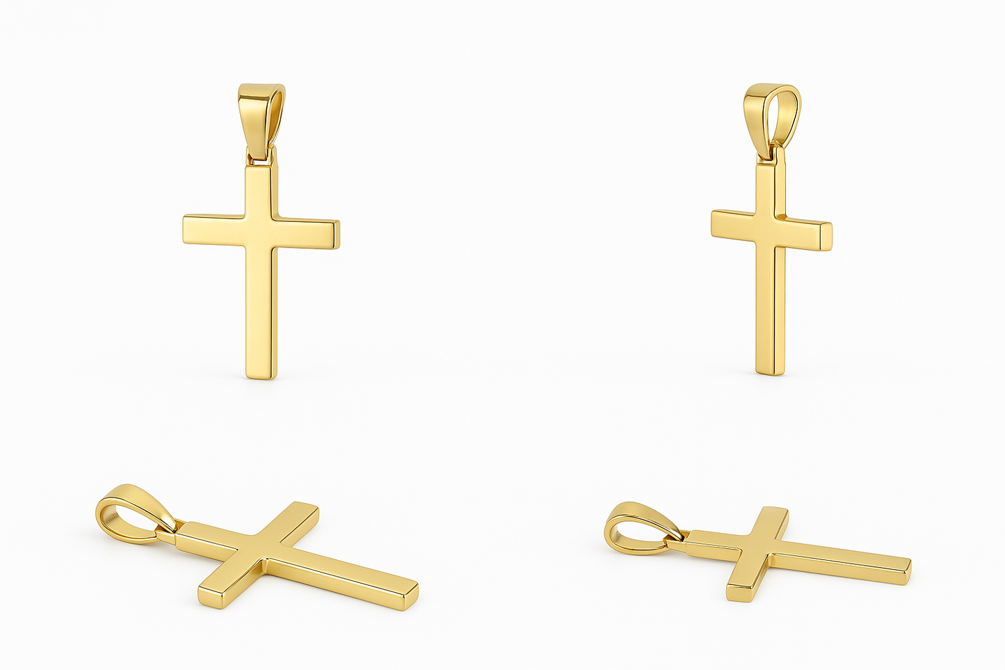 Colgante de cruz de oro amarillo macizo de 10 quilates con corte de diamante, 1,6 g (largo: 2,8 cm)