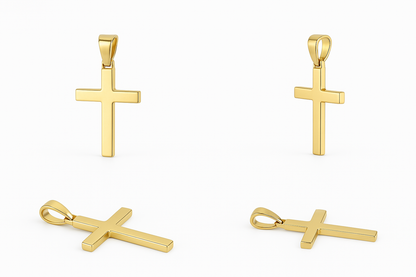 10K Italian Yellow Gold Flat Cross Pendant