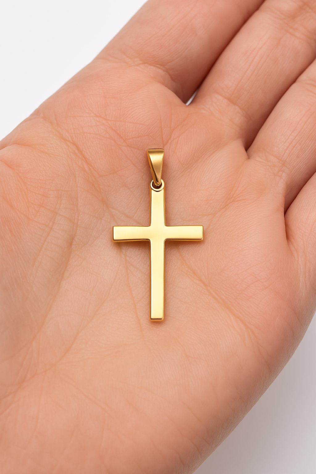 Colgante de cruz de oro amarillo macizo de 10 quilates con corte de diamante, 1,6 g (largo: 2,8 cm)