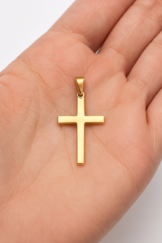 10K Italian Yellow Gold Flat Cross Pendant