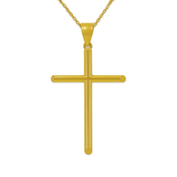 10K Italian Yellow Gold Cross Round Tube Pendant