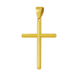 10K Italian Yellow Gold Cross Round Tube Pendant