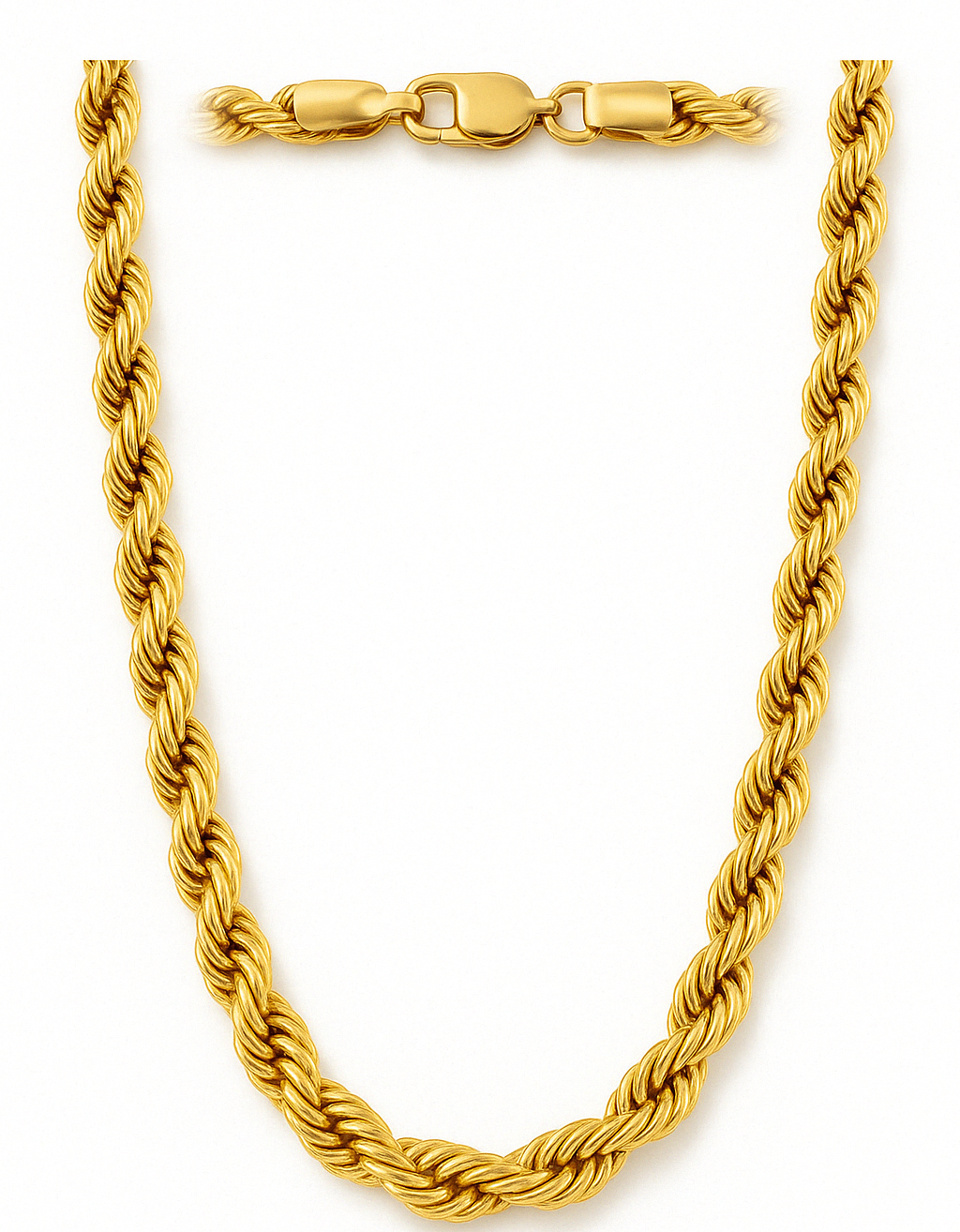 Collar de cadena tipo cuerda de oro macizo auténtico italiano de 10 quilates de 2,3 mm (40,6 a 61 cm)