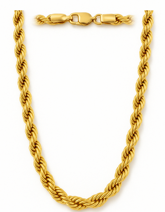Italian 10K Real 100% Solid Yellow Gold 7.8mm Diamond Cut Rope Chain – 24 Inch, 107.40gm | FedEx 2-Day Shipping