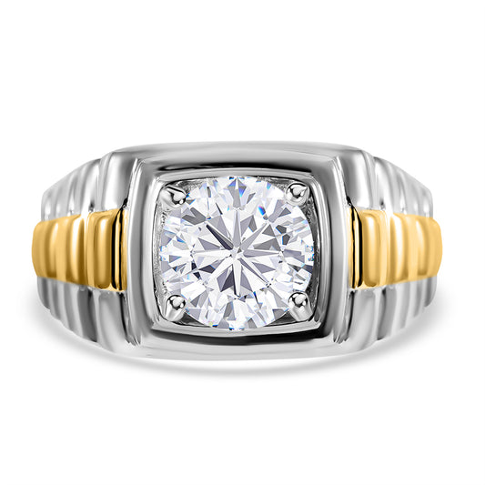 Nova Brilliance : D VVS1 Lab Created Moissanite Men's Solitaire Ring 2.00 Ct. In 925 Sterling Silver