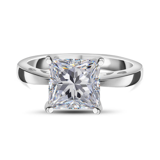 Nova Brilliance : D VVS1 Lab Created Moissanite Princess Cut Solitaire Ring 2.75 Ct. In 925 Sterling Silver