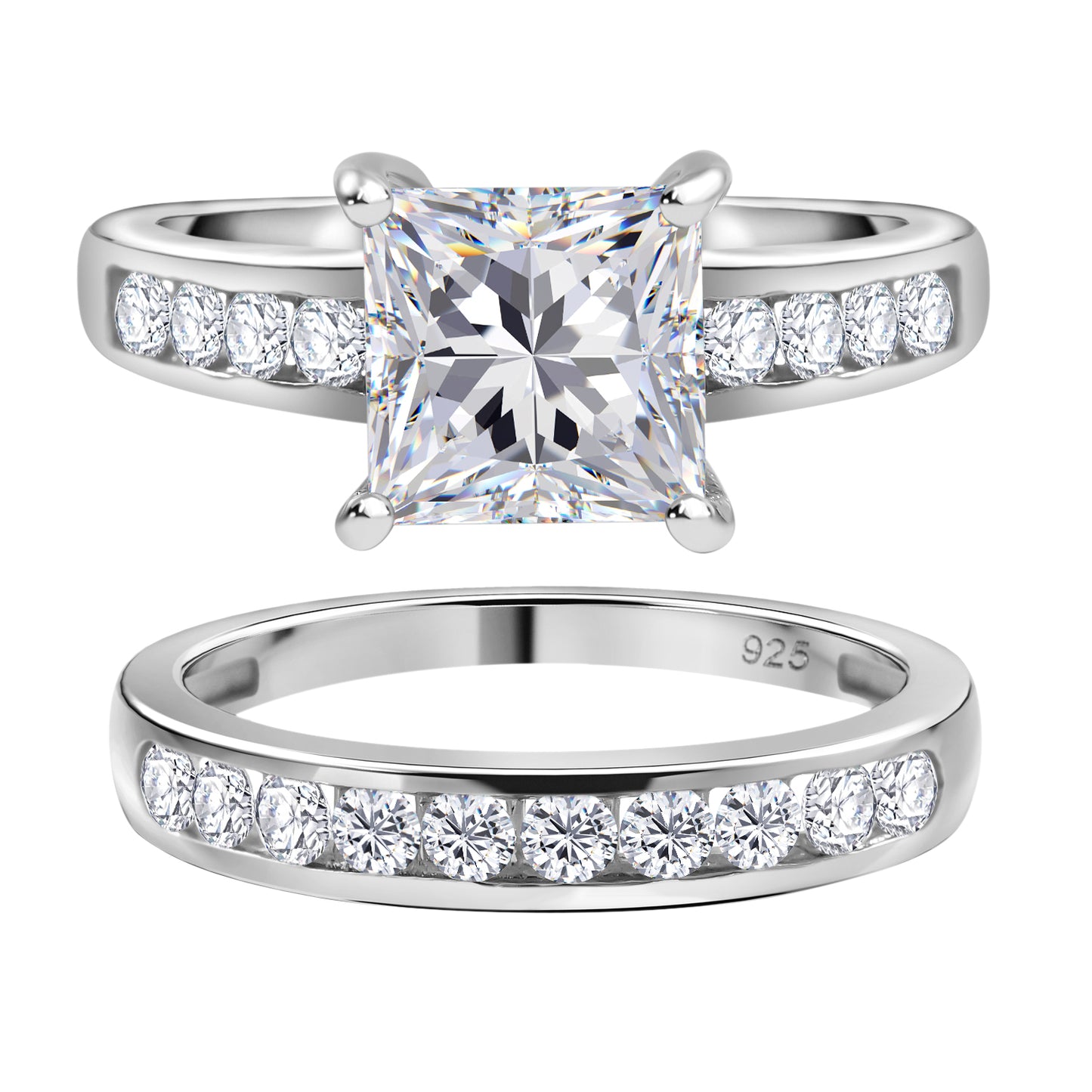 Nova Brilliance : D VVS1 Lab Created Moissanite Bridal Ring Set 3.75 Ct  In 925 Sterling Silver