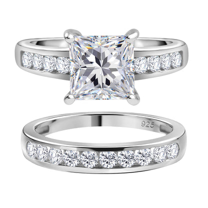 Nova Brilliance : D VVS1 Lab Created Moissanite Bridal Ring Set 3.75 Ct  In 925 Sterling Silver