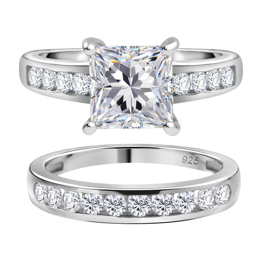 Nova Brilliance : D VVS1 Lab Created Moissanite Bridal Ring Set 3.75 Ct  In 925 Sterling Silver