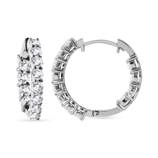 Nova Brilliance : D VVS1 Lab Created Moissanite In Out Hoop Earring 2.50 Ct. In 925 Sterling Silver