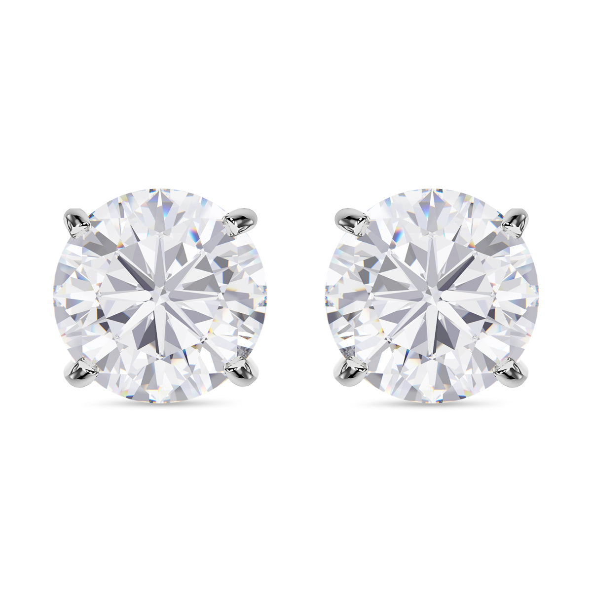 Nova Brilliance: D VVS1 - Pendiente redondo de moissanita de 4,00 ct. creado en laboratorio en plata de ley 925 