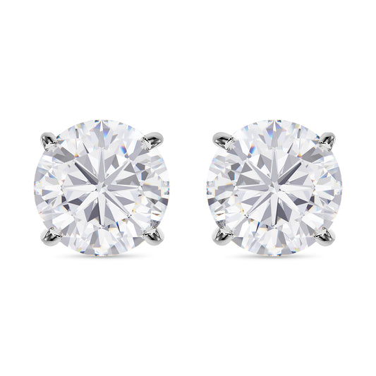 Nova Brilliance : D VVS1 Lab Created Moissanite Round Stud Earring 4.00 Ct. In 925 Sterling Silver