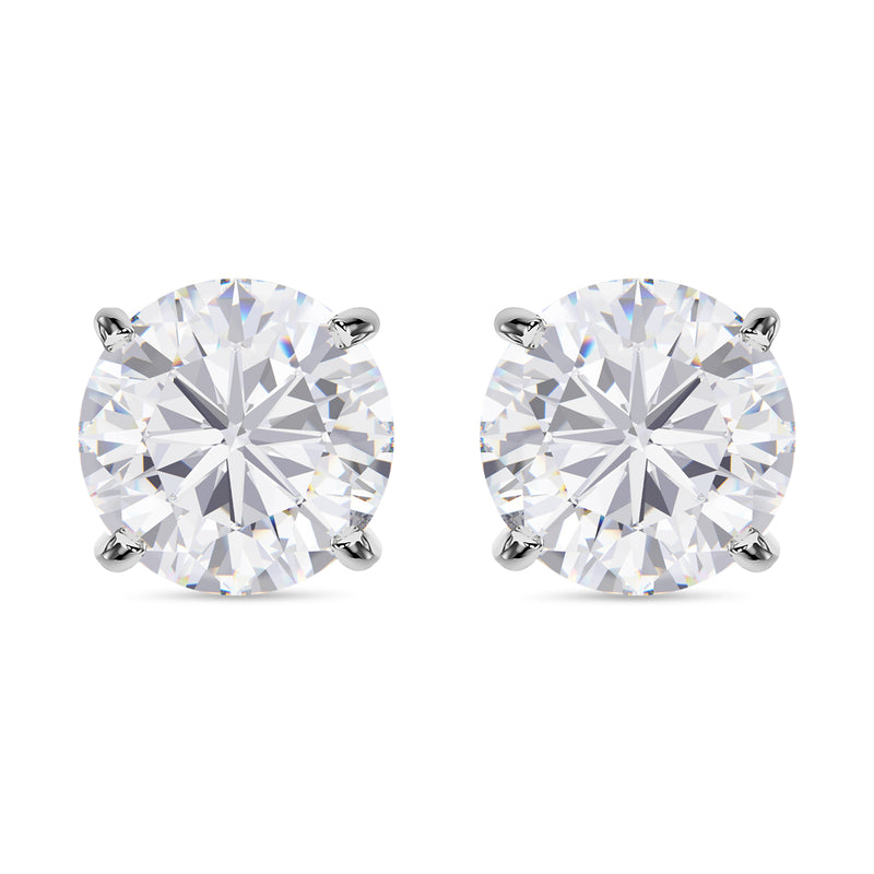 Nova Brilliance : D VVS1 Lab Created Moissanite Round Stud Earring 4.00 Ct. In 925 Sterling Silver