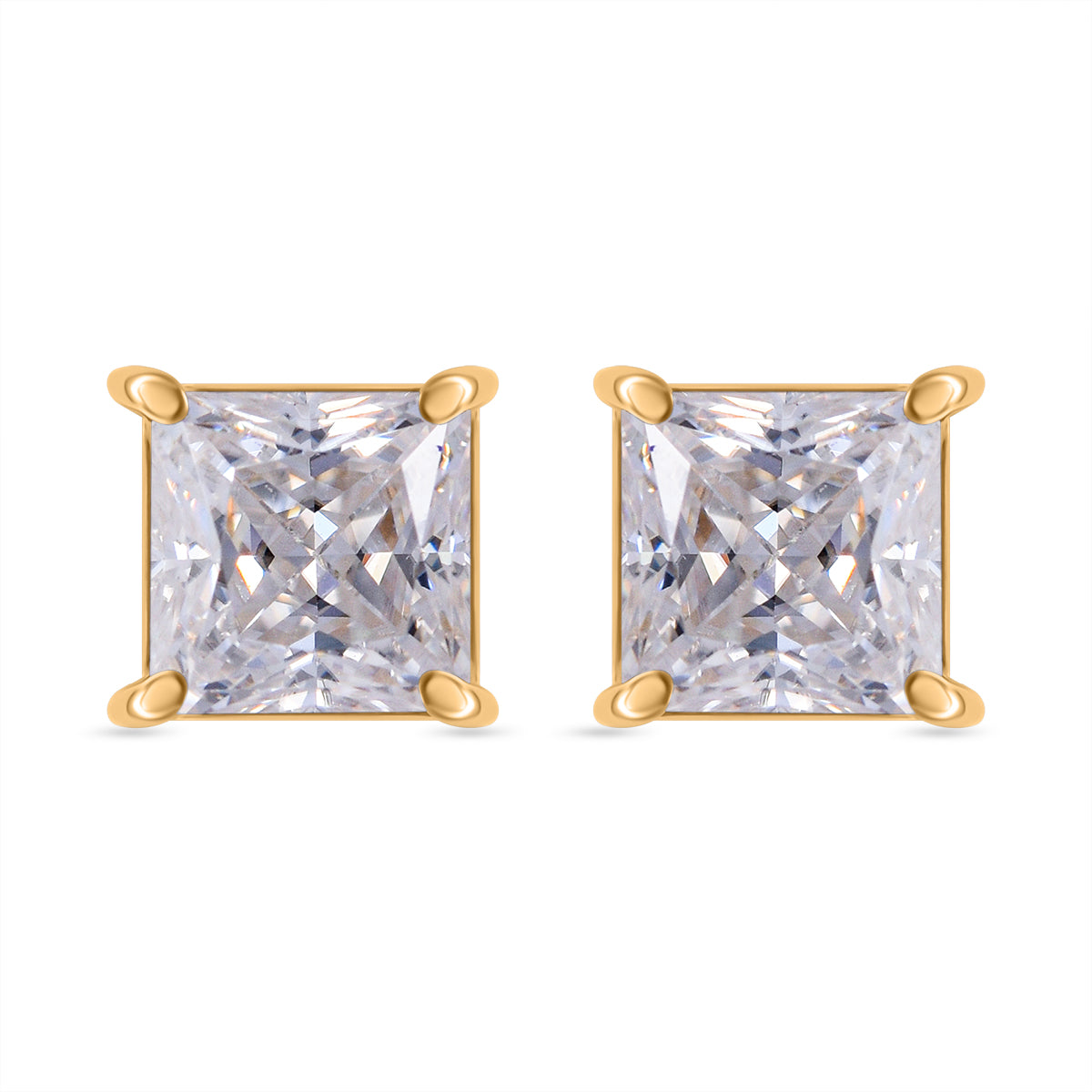 Nova Brilliance: D VVS1 - Pendiente de botón de moissanita de talla princesa, creado en laboratorio, 1,75 ct. en plata de ley 925 