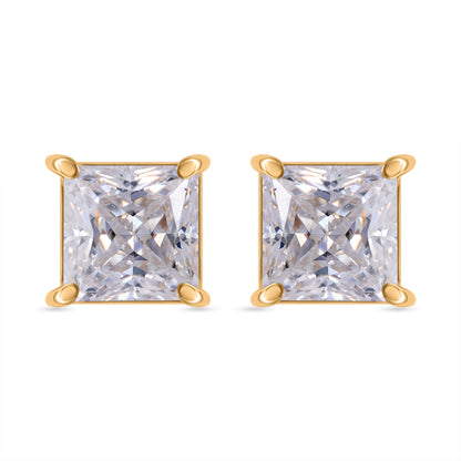 Nova Brilliance : D VVS1 Lab Created Moissanite Princess Cut Stud Earring 1.75 Ct. In 925 Sterling Silver