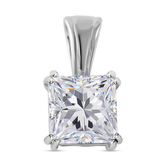 Nova Brilliance : D VVS1 Lab Created Moissanite Princess Cut Solitaire Pendant 2.75 Ct. In 925 Sterling Silver