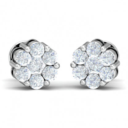 Sparkling Brilliance: 10k White Gold Pressure Set Natural Diamond Earring 0.50ct  I3 G-H SGL Certified