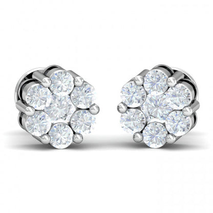 Sparkling Brilliance: 10k White Gold Pressure Set Natural Diamond Earring 0.33ct  I3 G-H SGL Certified