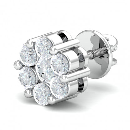 Sparkling Brilliance: 10k White Gold Pressure Set Natual Diamond Earring 1.00ct  I3 G-H SGL Certified