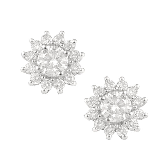 Nova Brilliance 1.60CT D VVS1 Lab Created Moissanite Halo Round Earring in 925 Sterling Silver