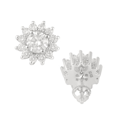 Nova Brilliance 1.60CT D VVS1 Lab Created Moissanite Halo Round Earring in 925 Sterling Silver