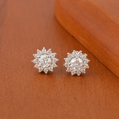 Nova Brilliance 1.60CT D VVS1 Lab Created Moissanite Halo Round Earring in 925 Sterling Silver