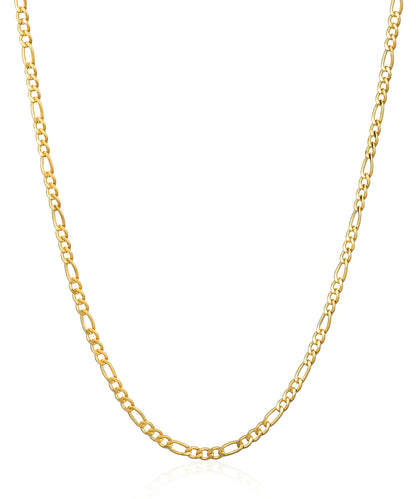 Cadena Figaro Classic italiana de oro amarillo macizo auténtico de 10 quilates, 20", 3 mm, 6,8 g