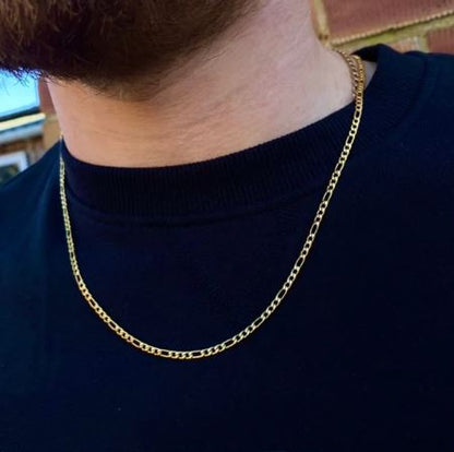 Italian 14K REAL Yellow Gold 20" 2mm Diamond Cut Figaro Chain Necklace 1.7gm