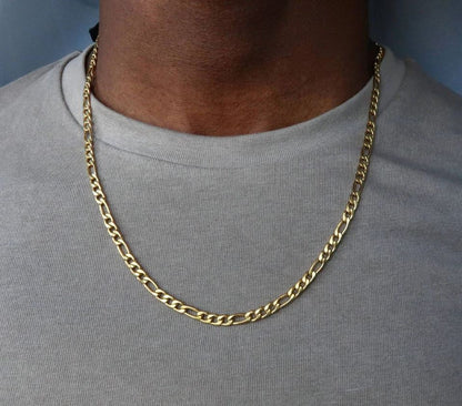 Italian 14k REAL Yellow Gold 22" 2mm Diamond Cut Figaro Chain Necklace 1.80gm