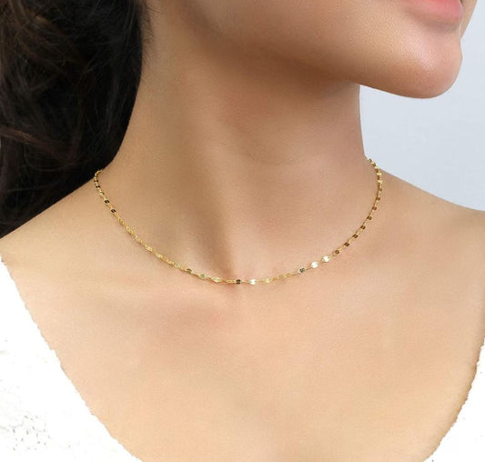 Radiant Reflections: Italian 10k Real Yellow Gold Mirror Chain - 1.25gm, 18 Inch