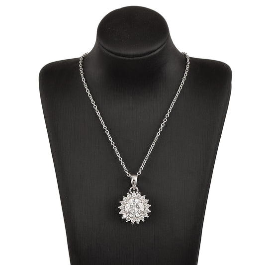 Nova Brilliance - D VVS1 Lab Created Moissanite Halo Pendant 2.5ct in 925 Sterling Silver with 20-Inch Cable Chain