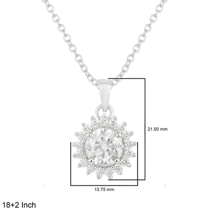 Nova Brilliance - D VVS1 Lab Created Moissanite Halo Pendant 2.5ct in 925 Sterling Silver with 20-Inch Cable Chain
