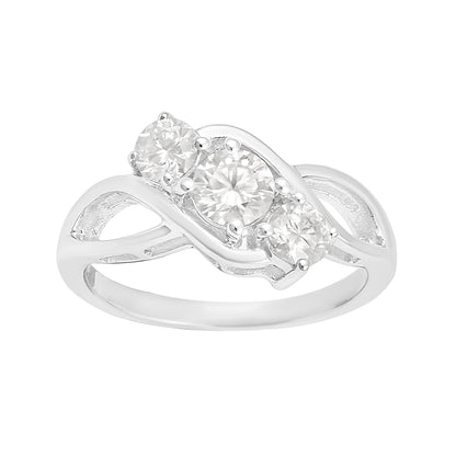 Nova Brilliance D VVS1 Lab Created Moissanite Trilogy Ring 1.25ct in 925 Sterling Silver