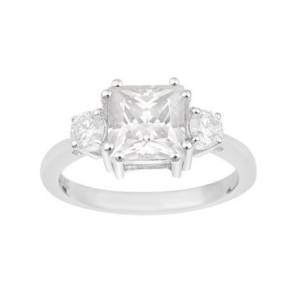 Anillo de trilogía de moissanita Nova Brilliance - D VVS1 de 3,50 ct en plata de ley 925.