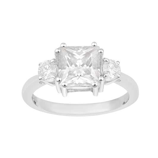 Nova Brilliance - D VVS1 Lab Created Moissanite Trilogy Ring 3.50ct in 925 Sterling Silver