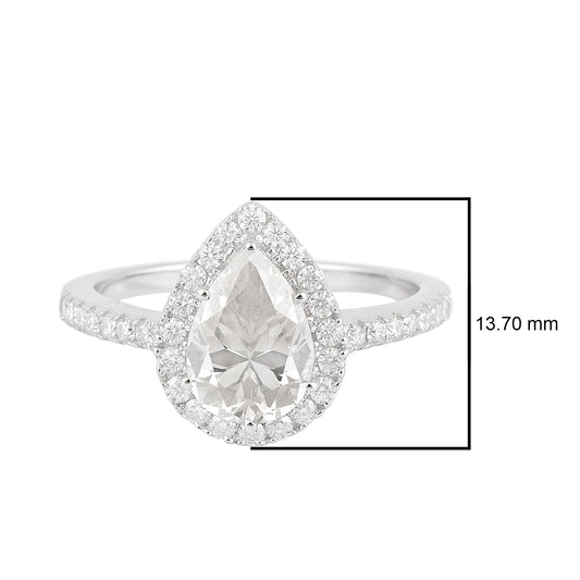 Nova Brilliance - D VVS1 Lab Created Moissanite Pear Halo Ring 3.00ct in 925 Silver