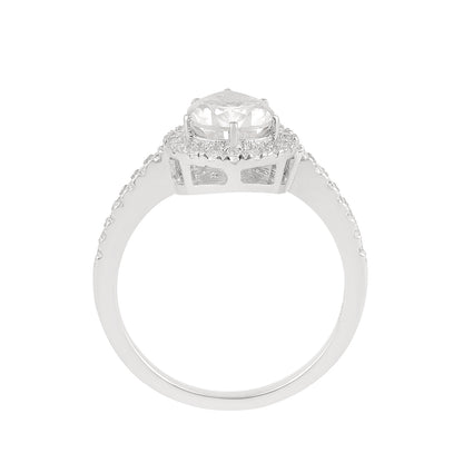 Nova Brilliance - D VVS1 Lab Created Moissanite Pear Halo Ring 3.00ct in 925 Silver
