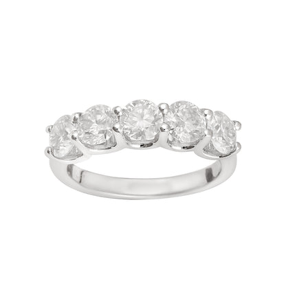 Nova Brilliance - D VVS1 Lab Created Moissanite 5 Stone Band Ring 2.50ct in 925 Silver