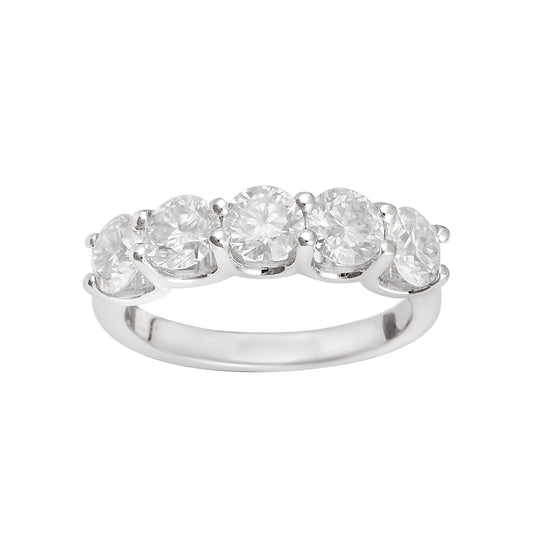 Nova Brilliance - D VVS1 Lab Created Moissanite 5 Stone Band Ring 2.50ct in 925 Silver