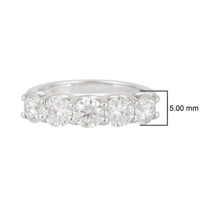 Nova Brilliance - D VVS1 Lab Created Moissanite 5 Stone Band Ring 2.50ct in 925 Silver