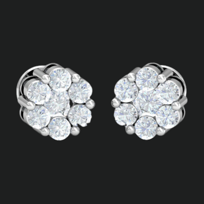 Sparkling Brilliance: 10k White Gold Pressure Set Natural Diamond Earring 0.50ct  I3 G-H SGL Certified
