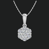 Radiant Elegance: 10K White Gold 0.33Ct I3 G-H Pressure Set Natural Diamond Pendant SGL Certified