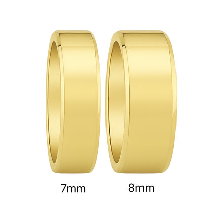 Italian 14K Yellow Gold Fancy Solid Band Ring (3mm-8mm)