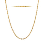 Italian 10K Real Solid Gold 2mm Rope Chain Necklace  (16"-26")