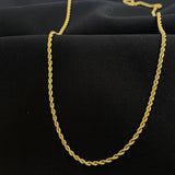 Italian 14K Real Solid Gold 2.3mm Rope Chain Necklace  (20"-24")