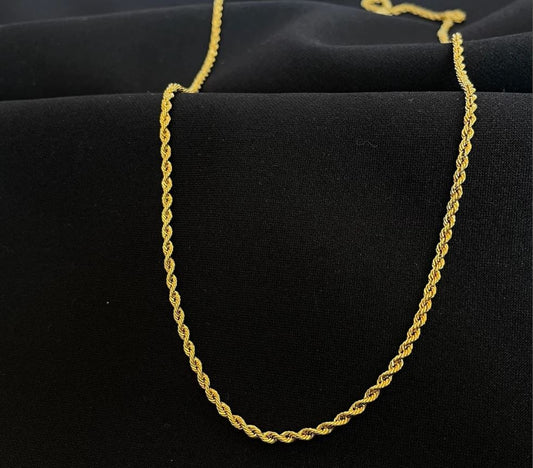 18k REAL Solid Yellow Gold 18" 2.5MM Diamond Cut Radiant Rope Chain Necklace 4.9 gm