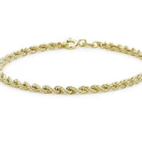 10k Real Solid Yellow Gold Diamond Cut 4mm Rope Bracelet 8 Inch 3gm