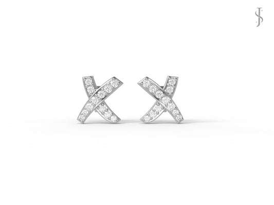 Nova Brilliance: Sparkling Embrace of Love D VVS1 Lab Created Moissanite Kiss Earring in 925 Sterling